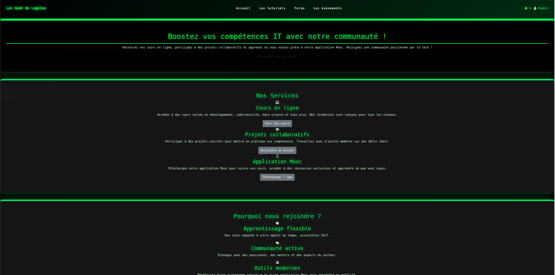 Page d'accueil du site